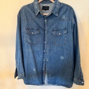 Risen Blue Jean Shacket for Women